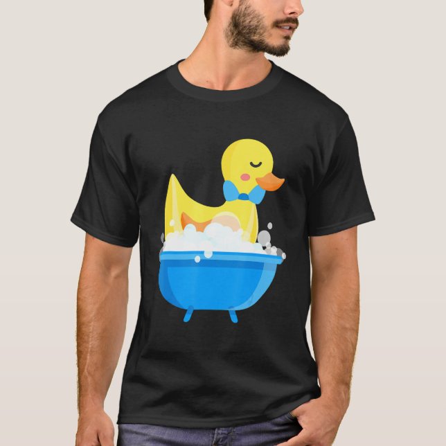 Young Bath Duck Yellow Duck Rubber Duck Soap Bubbl T-Shirt (Front)