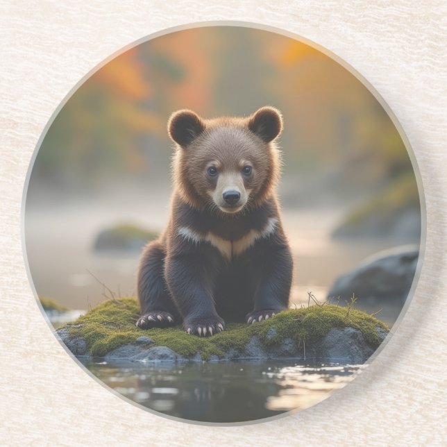Young Bear in Autumn Coaster (Front)