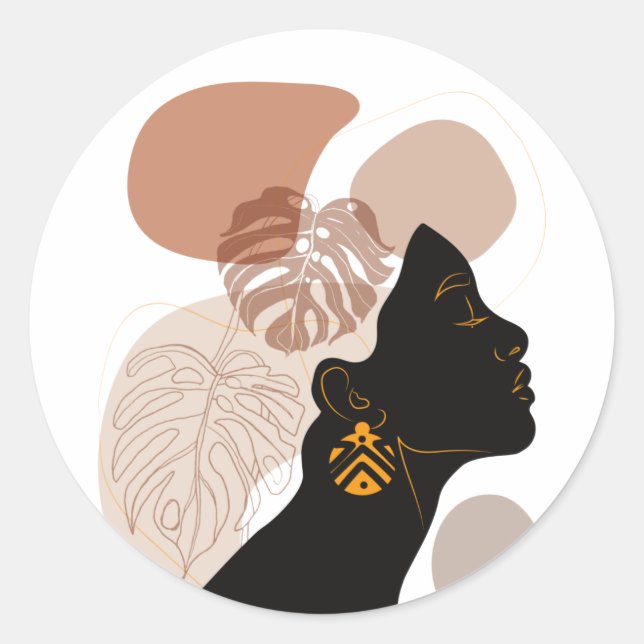 Young beautiful african american woman BLM Classic Round Sticker (Front)