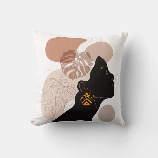 Young beautiful african american woman BLM Cushion (Front)