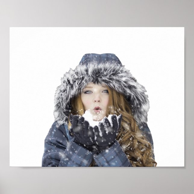 Young beautiful girl in winter poster (Front)