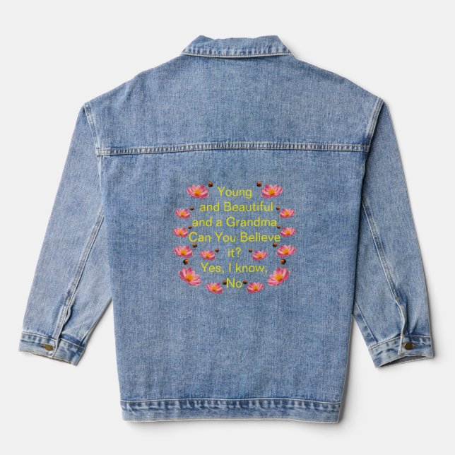 Young Beautiful Grandmother Denim Jacket (Back)