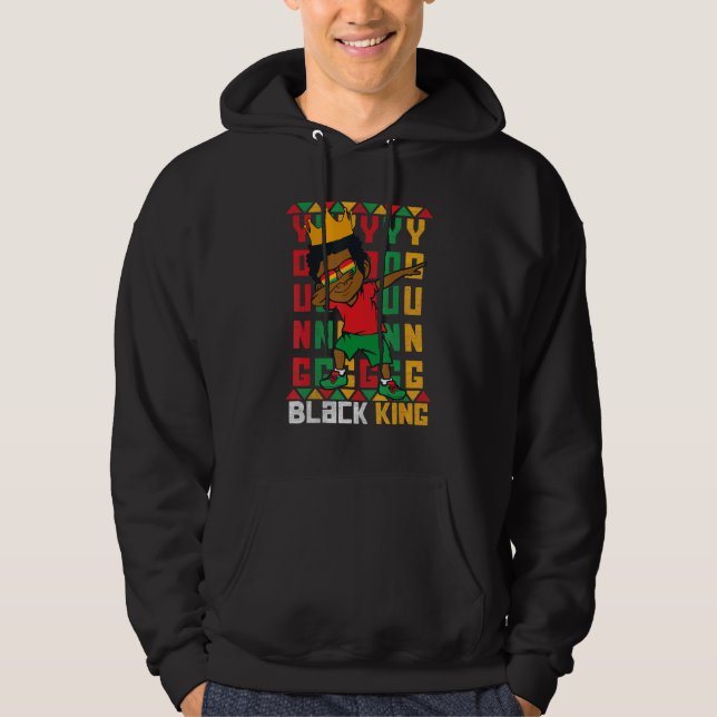 Young Black King Dab Kid African American Boy June Hoodie (Front)
