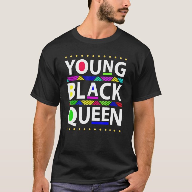 Young Black Queen Black History Month Girls Kids T-Shirt (Front)