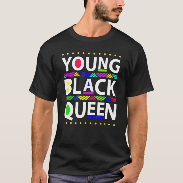 Young Black Queen Black History Month Girls Kids T-Shirt (Front)