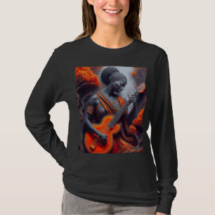 Young Black Woman Playing Acoustic Guitar T-Shirt