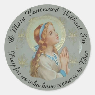Young Blessed Mother Mary praying Classic Round Sticker