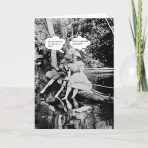 Young Boy and Girl Fishing Valentine Card