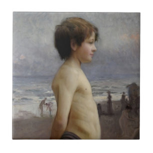Young Boy at the Beach (by Jules Bastien-Lepage) Tile