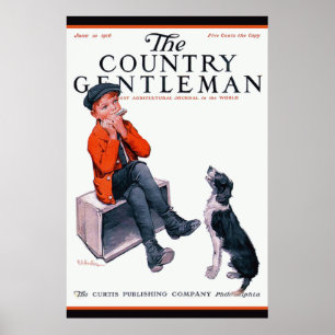 Young Boy & Border Collie~Country Gentleman Cover Poster