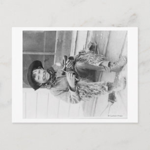 Young Boy Dressed as Cowboy with Toys Postcard