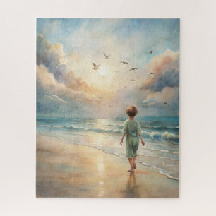 Young Boy on Beach Jigsaw Puzzle