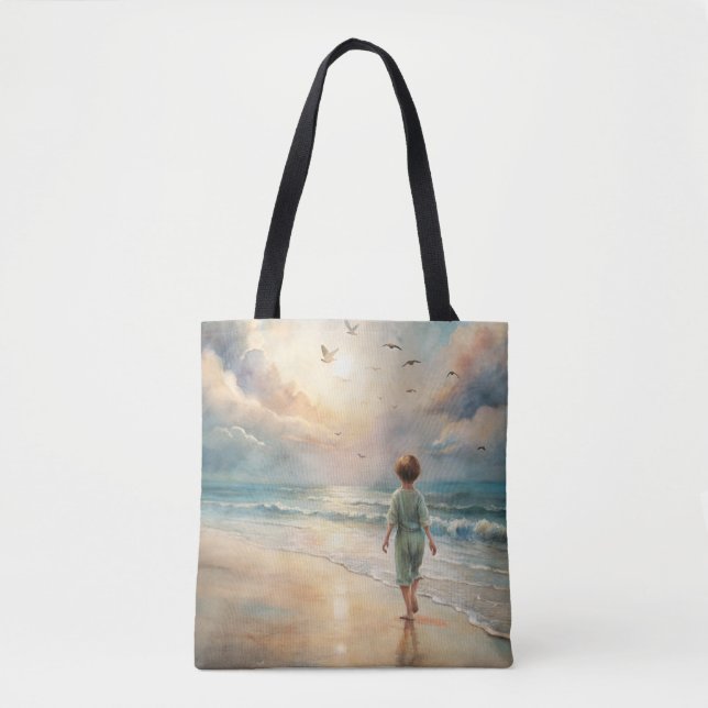 Young Boy on Beach Tote Bag (Front)