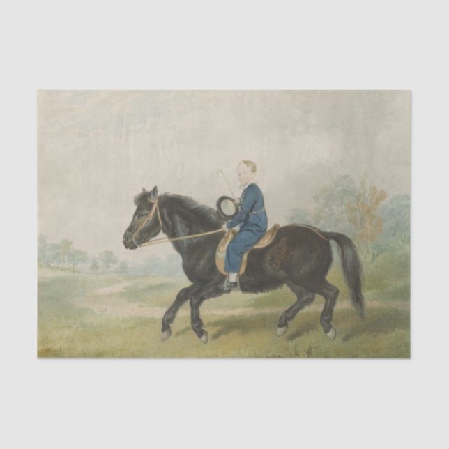 Young Boy Riding a Pony (by Penry Williams) Tissue Paper (Front)
