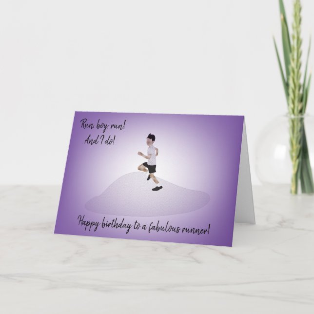 Young Boy Runner Birthday Card (Front)