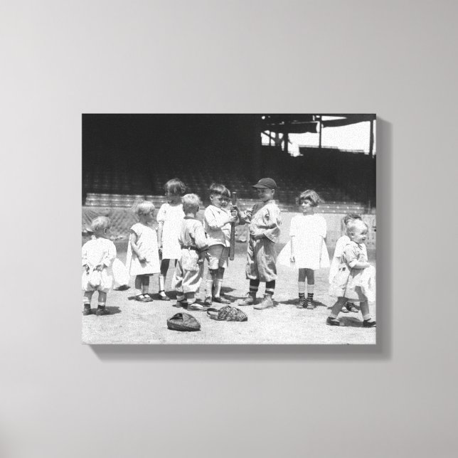 Young Boys and Girls on the Baseball Field Canvas Print (Front)