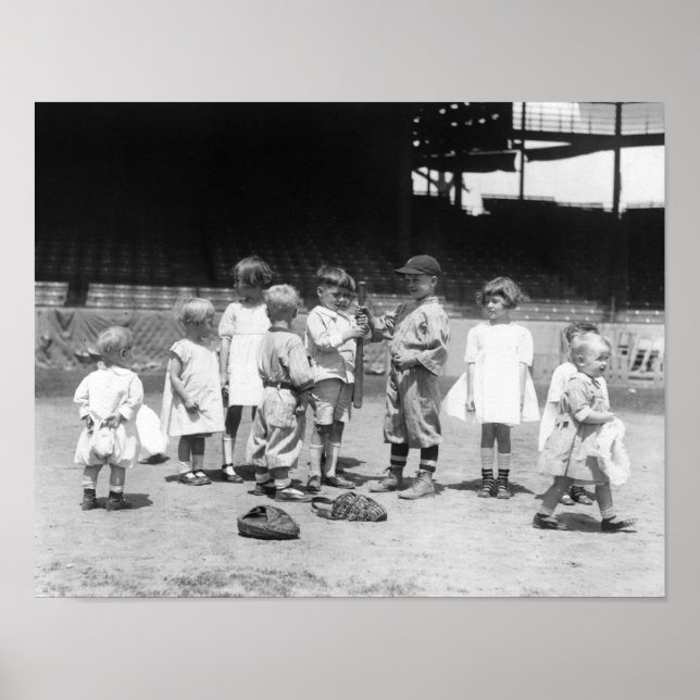 Young Boys and Girls on the Baseball Field Poster (Front)