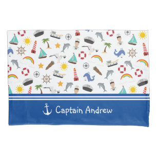 Young Boy's Captain Sailor Nautical Pillowcase
