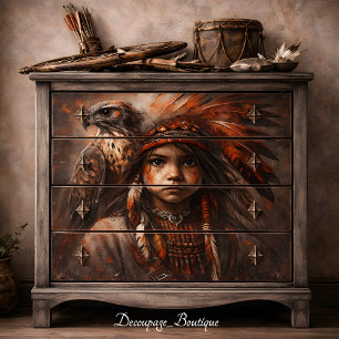 Young Brave & Eagle Headdress Decoupage Tissue Paper
