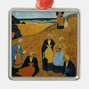 Young Breton Women wearing Shawls Metal Tree Decoration