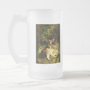 Young Buck In The Meadow Frosted Glass Beer Mug