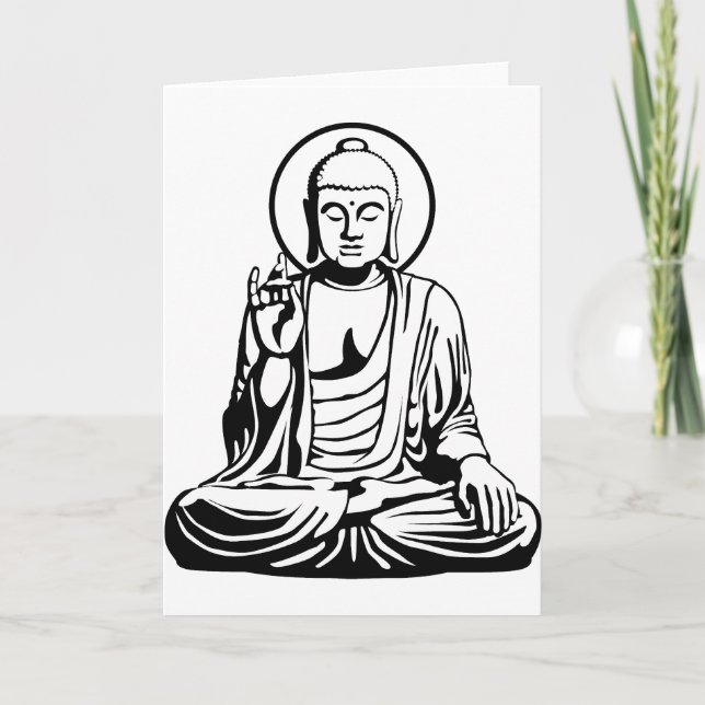 Young Buddha No.1 (black white) Card (Front)