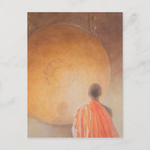 Young Buddhist Monk and Gong Bhutan 2010 Postcard
