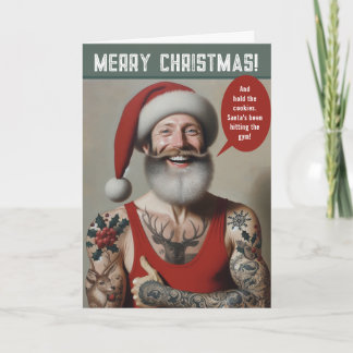 Young Buff Santa With Tattoos Holiday Card