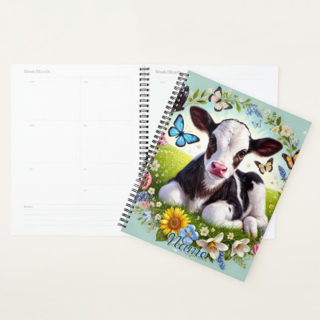 Young Calf with Floral Wreath and Butterflies Planner (Display)