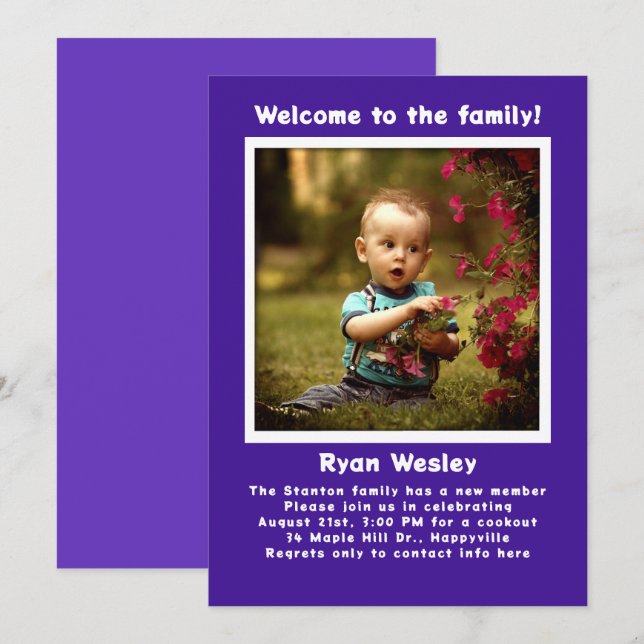 Young Child Adoption Party Photo Invitation (Front/Back)