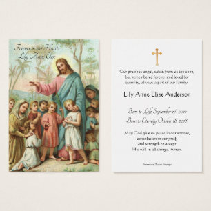 Young child Catholic Funeral Memorial Holy Card -