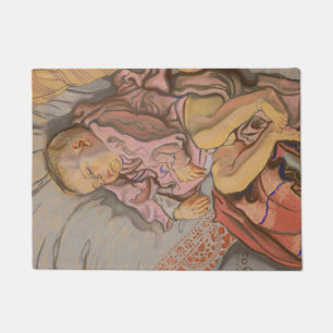 Young Child Sleeping on a Pillow Doormat