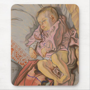 Young Child Sleeping on a Pillow Mouse Mat