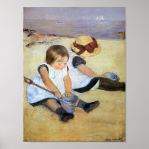 Young Children Playing on the Beach (Mary Cassatt) Poster