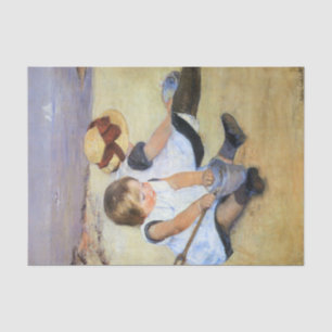 Young Children Playing on the Beach (Mary Cassatt) Tissue Paper