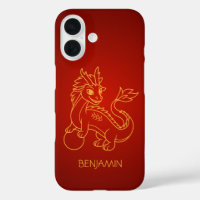 Young Chinese Dragon on Red