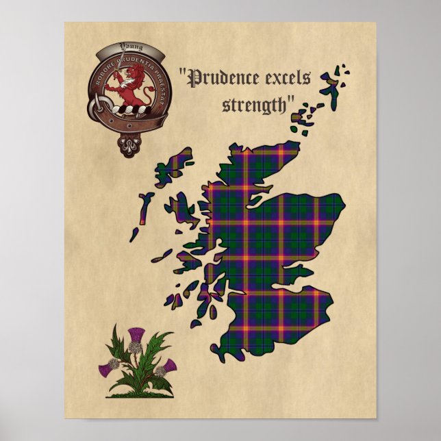 Young Clan Badge and Tartan Poster 11x14 (Front)