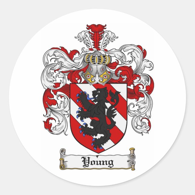 Young Coat of Arms Young Family Crest Classic Round Sticker (Front)