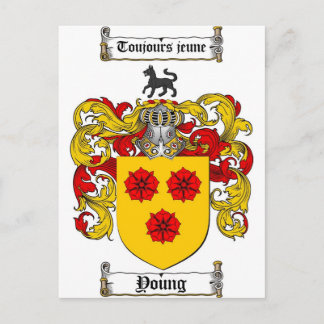 Young Coat of Arms / Young Family Crest Postcard