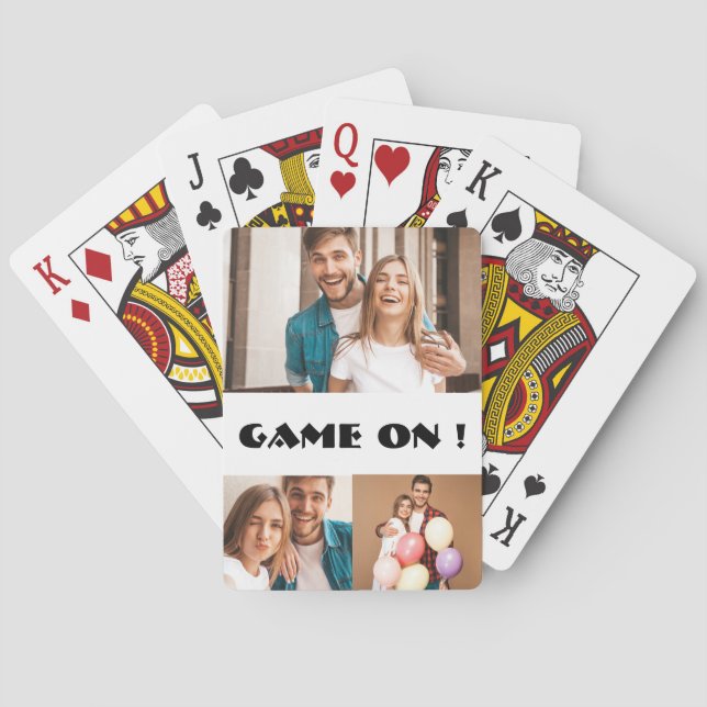 Young couple Game on photo collage personalised Playing Cards (Back)
