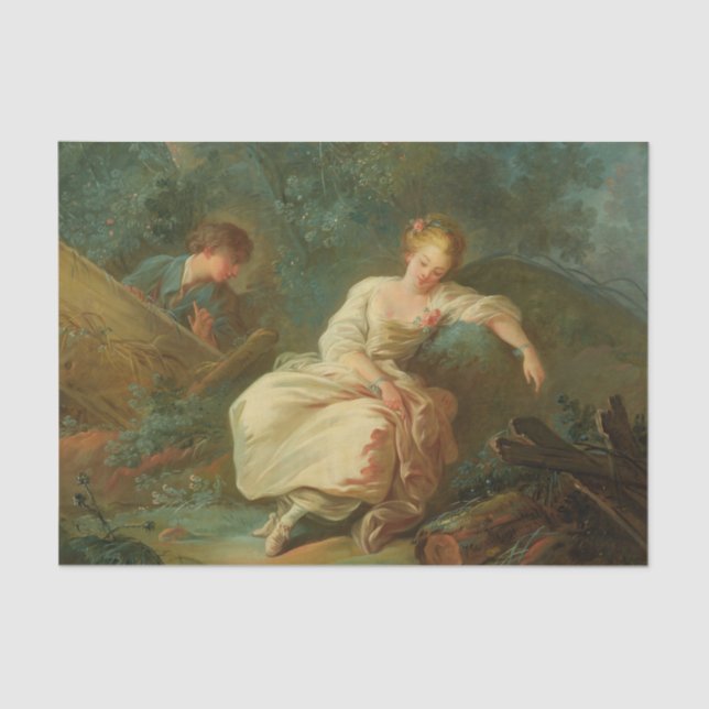 Young Couple in a Landscape by Jean-Baptiste Huet Tissue Paper (Front)