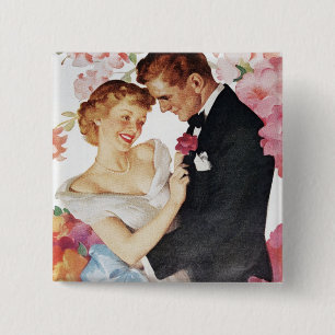 Young couple in formal wear 15 cm square badge