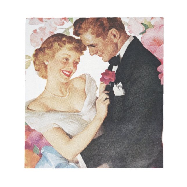 Young couple in formal wear notepad (Front)