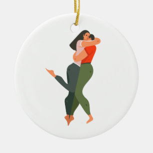 Young Couple In Love Ceramic Tree Decoration