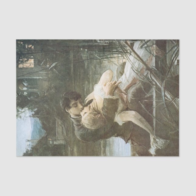 Young Couple in Love (Kissing in a Boat) (Romance) Tissue Paper (Front)