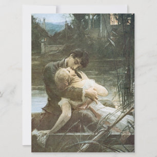 Young Couple in Love (Kissing in a Boat) Wedding Card