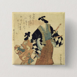 Young couple on New Year's Day 15 Cm Square Badge