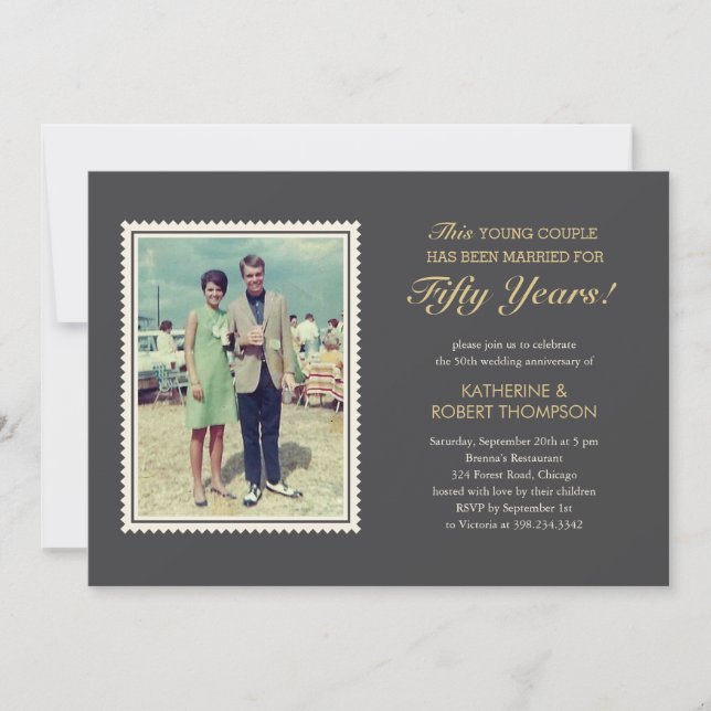Young Couple Wedding Anniversary Invitations (Front)