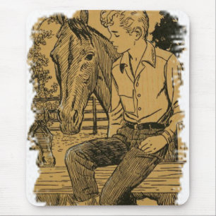 Young Cowboy and His Horse Mouse Mat