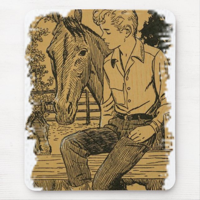 Young Cowboy and His Horse Mouse Mat (Front)